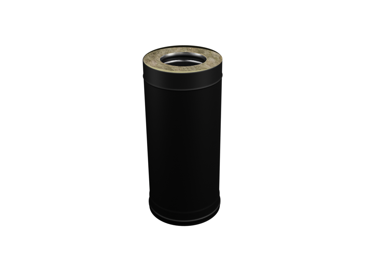Сэндвич FERRUM СТАНДАРТ ТЕРМОЭМАЛЬ 0,5 м, Ø150×210 (AISI 430, толщина 0,8 мм, внешний контур — нержавеющая сталь, чёрная термоэмаль до 600 °C)
