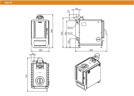 Твердотопливный котел ZOTA BOX 8 кВт